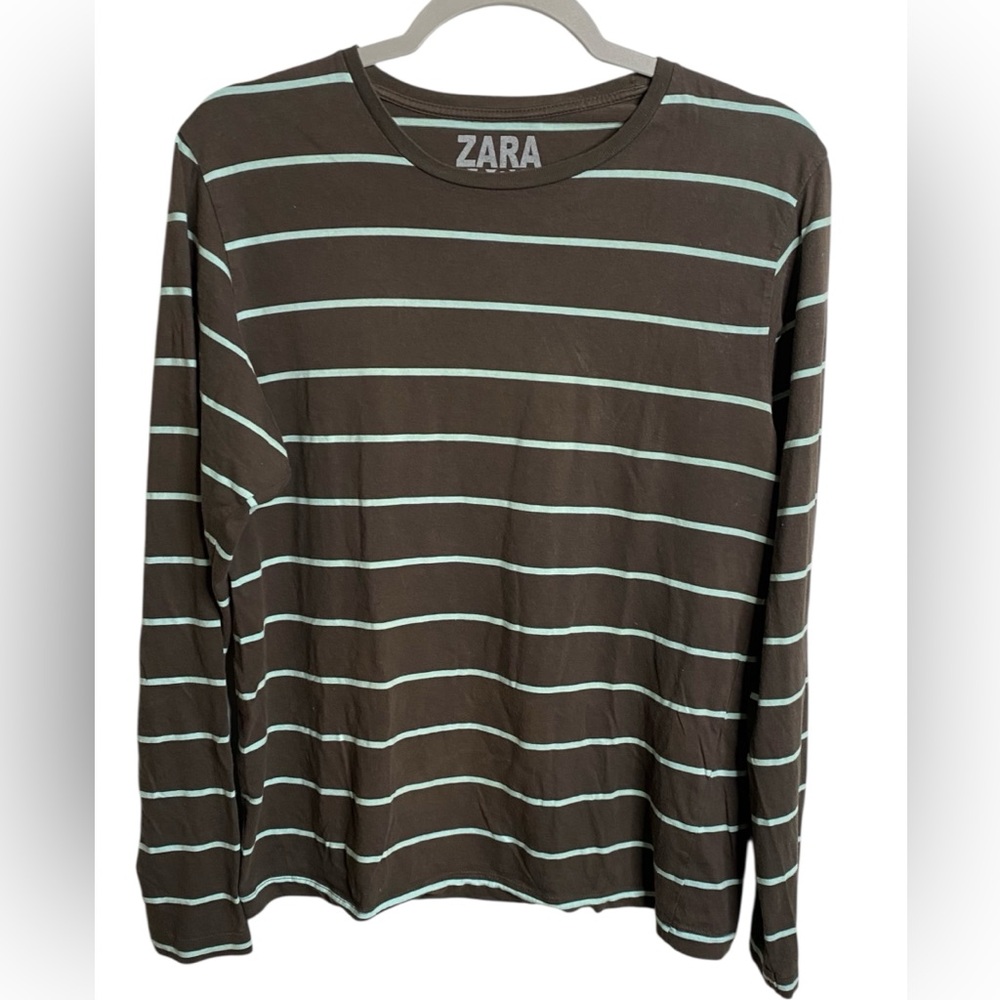 Zara Brown and White Striped Top - Picture 1 of 7